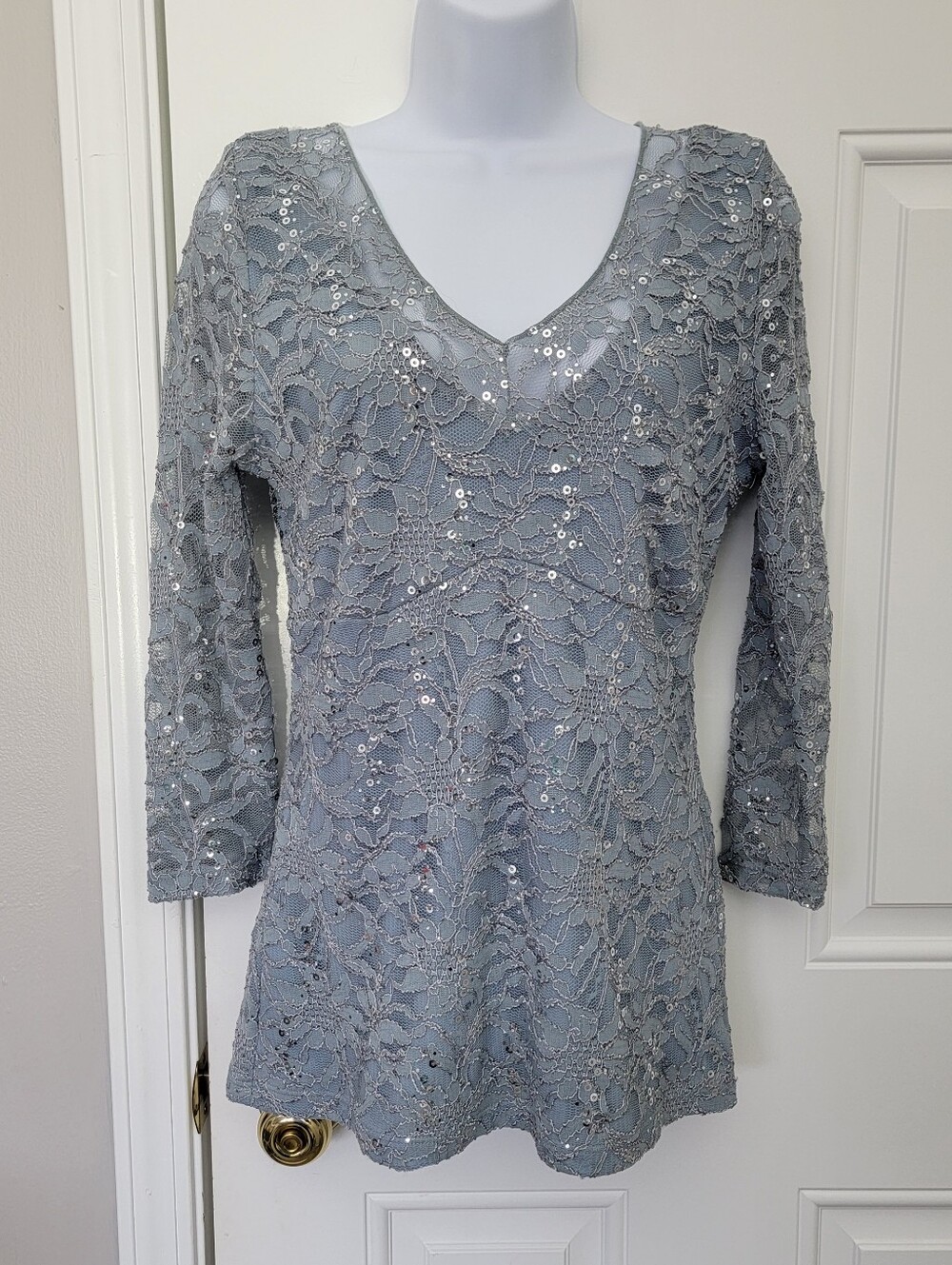 Boston Proper V-neck Lace Top Fairycore Cinderella Sequins Party Size Medium